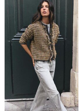 ZARA FRAYED METALLIC YARN JACKET 3920/120/303